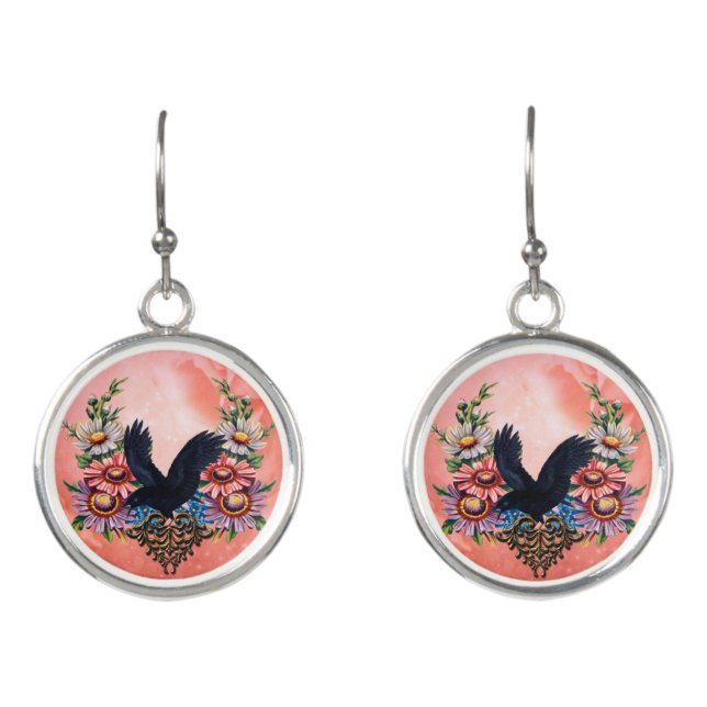 Beautiful crow earrings (Front)