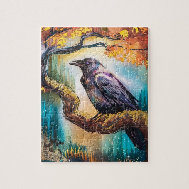 Beautiful Crow on a Tree Branch Jigsaw Puzzle (Vertical)
