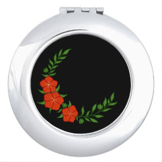 Beautiful Crown Crescent of Red Flowers Compact Mirror