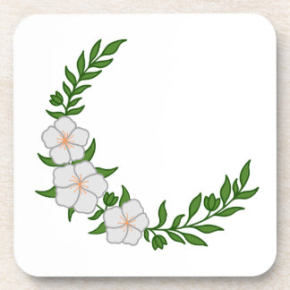 Beautiful Crown Crescent of White Flowers Beverage Coaster