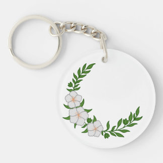 Beautiful Crown Crescent of White Flowers Keychain