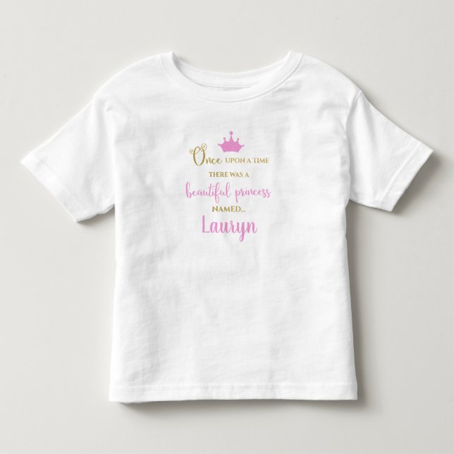 Beautiful Crown Princess Personalized Name Toddler T-shirt (Front)