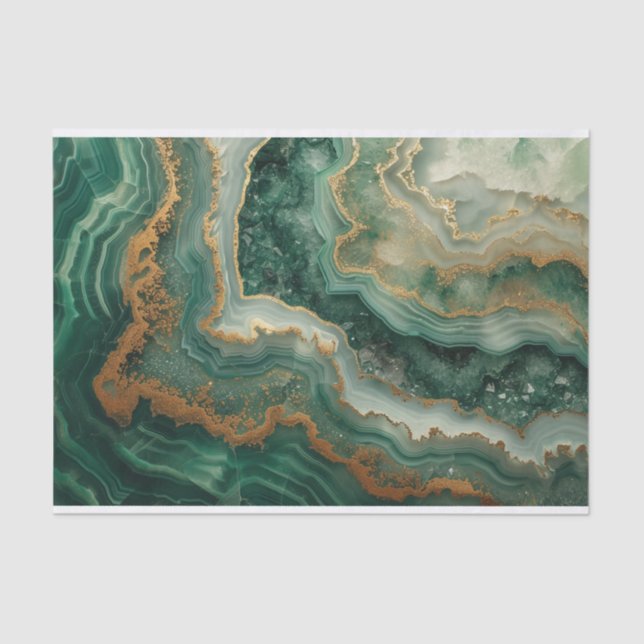 Beautiful crystal geode in green malachite hues tissue paper (Front)