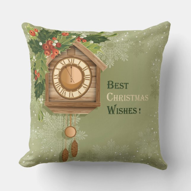 Beautiful Cuckoo Cloak with Christmas Holly Poster Throw Pillow (Front)