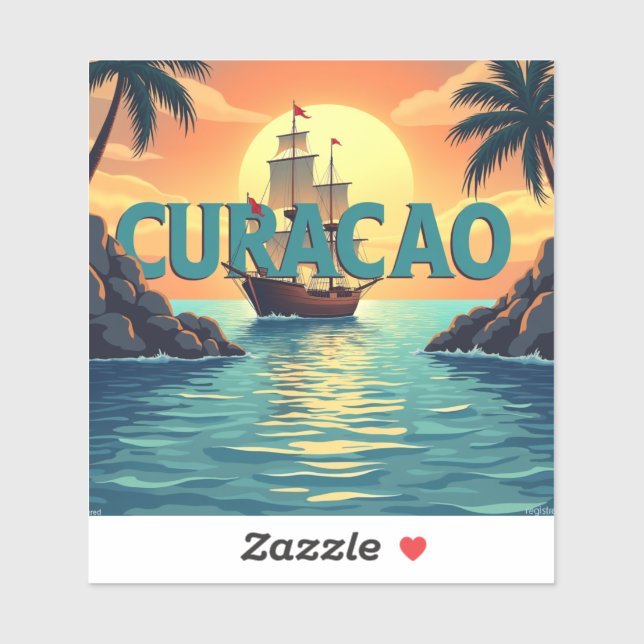 Beautiful curacao sunset  sticker (Sheet)