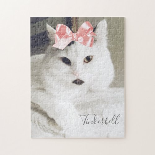 Beautiful Custom Cat Photo Pet Personalized Name Jigsaw Puzzle