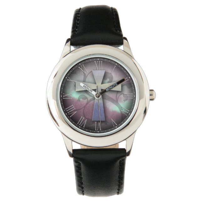 Beautiful Custom Christian Jesus Rustic Cross Watch (Front)