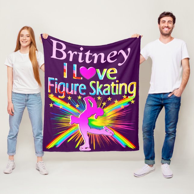 BEAUTIFUL CUSTOM FIGURE SKATER FLEECE BLANKET (In Situ)