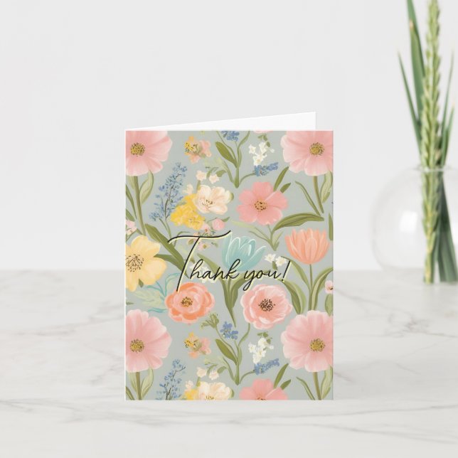 Beautiful custom floral design Thank you cards (Front)