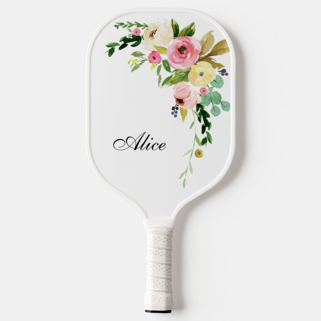 Beautiful Custom Floral Pickleball Paddle (Back)