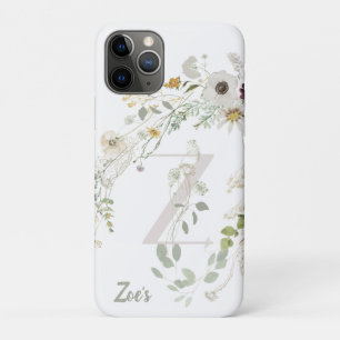 Beautiful Custom Initial Z With Soft colour flower iPhone 11 Pro Case