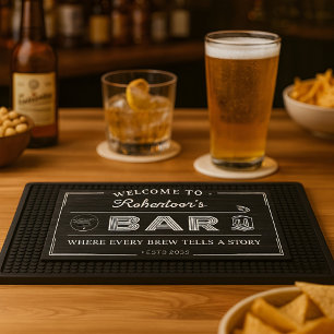 Beautiful Custom Name Bar Black Bar Mat