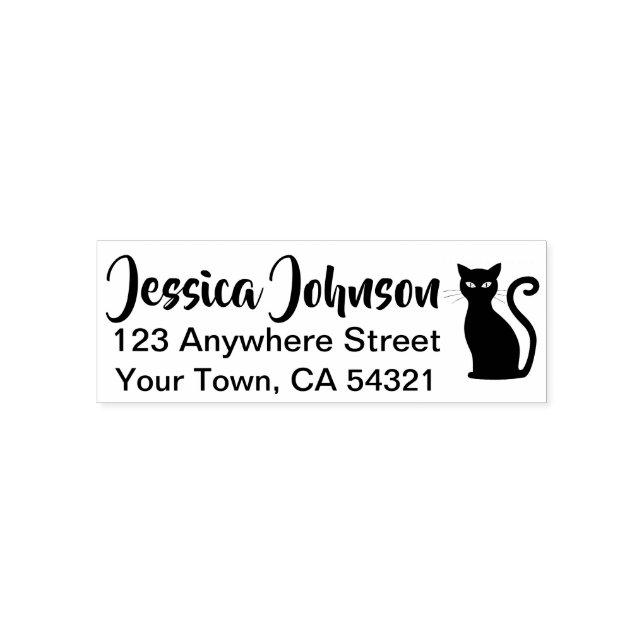 Beautiful Custom Name Return Address Cat Self-inking Stamp (Design)