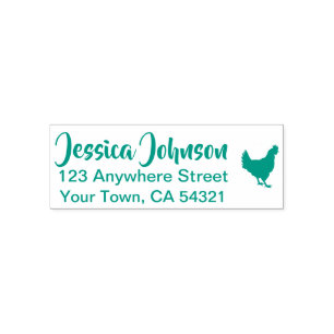 Beautiful Custom Name Return Address Chicken Self-inking Stamp