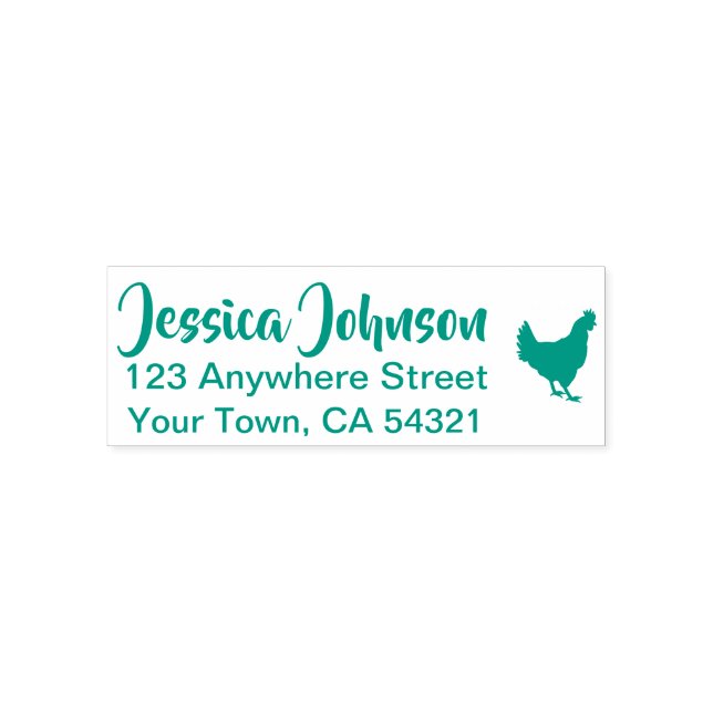 Beautiful Custom Name Return Address Chicken Self-inking Stamp (Design)