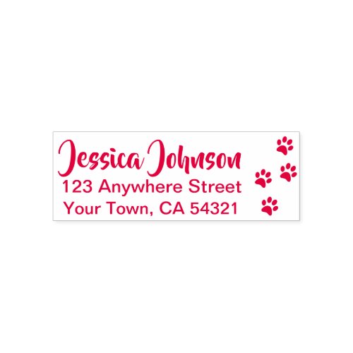 Beautiful Custom Name Return Address Dog Paws Self_inking Stamp
