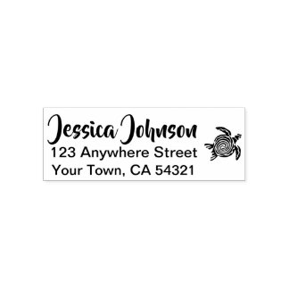 Beautiful Custom Name Return Address Turtle Self-inking Stamp