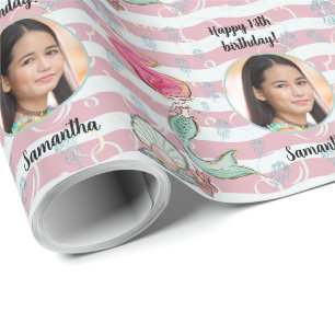 Beautiful Custom Photo Text Mermaid Under the Sea Wrapping Paper