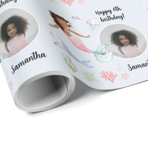 Beautiful Custom Photo Text Mermaid Under the Sea  Wrapping Paper