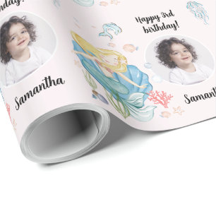 Beautiful Custom Photo Text Mermaid Under the Sea Wrapping Paper
