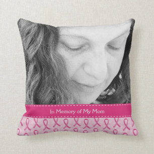 Beautiful Custom Pink Ribbon Memorial Throw Pillow