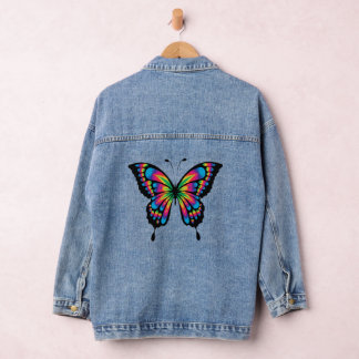 Beautiful Custom Women's Denim Jean Jacket Butterf