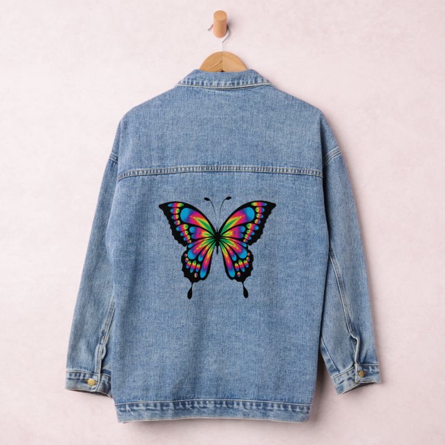 Beautiful Custom Women's Denim Jean Jacket Butterf (Hangar)