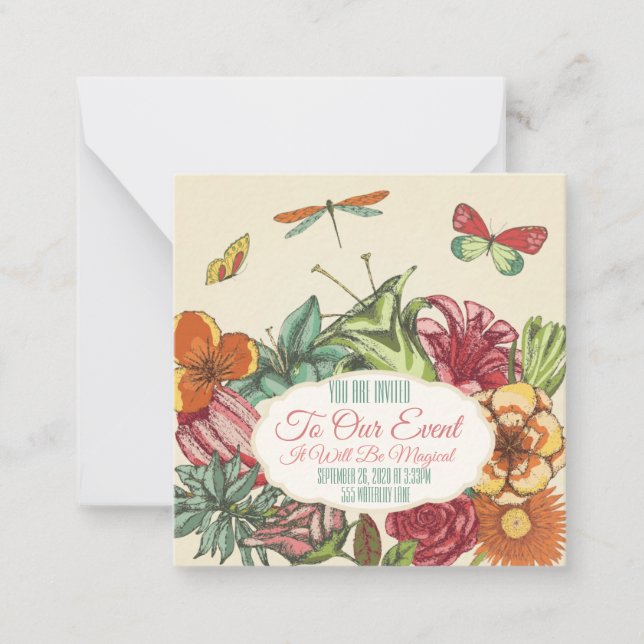 Beautiful Customazible Floral Note Card (Front)
