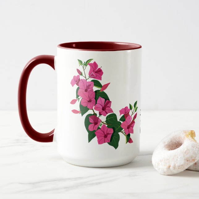 Beautiful Customized Floral Magic  Mug (With Donut)