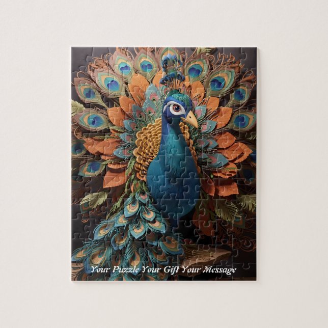Beautiful Cute Boho peacock bird Jigsaw Puzzle (Vertical)