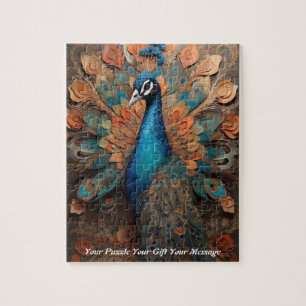 Beautiful Cute Boho peacock bird Jigsaw Puzzle