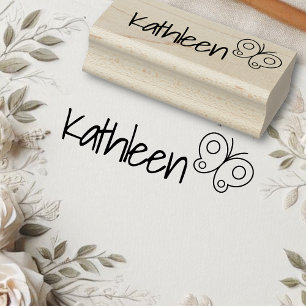 Beautiful Cute Butterfly Signature Name Custom Rubber Stamp