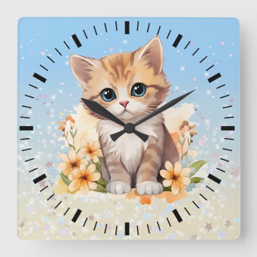 Beautiful Cute Cat  Square Wall Clock