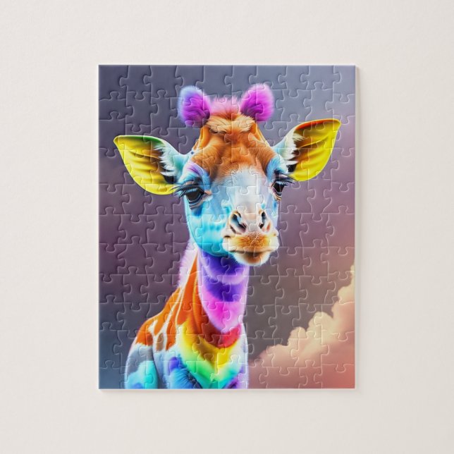Beautiful Cute Colorful Giraffe Rainbow Colors Jigsaw Puzzle (Vertical)