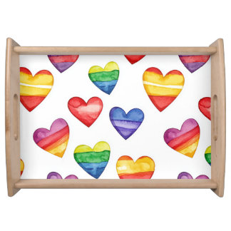 beautiful cute design with hearts multicolor serving tray
