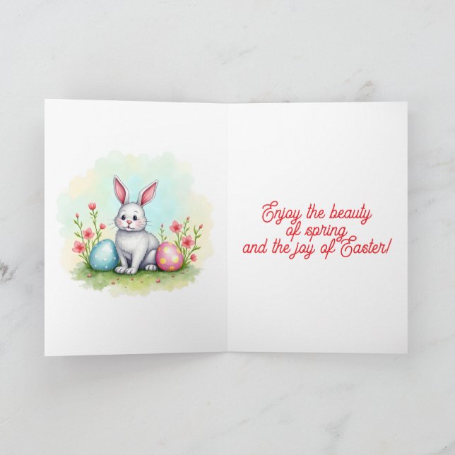 Beautiful Cute Easter Bunny Collection Holiday Card (Inside)