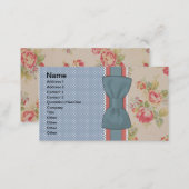 Beautiful cute elegant girly vintage flowers bow business card (Front/Back)
