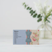 Beautiful cute elegant girly vintage flowers bow business card (Standing Front)