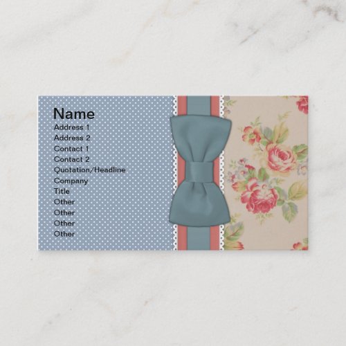 Beautiful cute elegant girly vintage flowers bow business cards