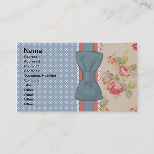 Customizable Beautiful cute elegant girly vintage flowers bow business cards