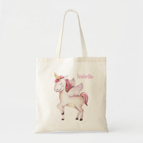 Beautiful cute fantasy flying unicorn favor tote bag