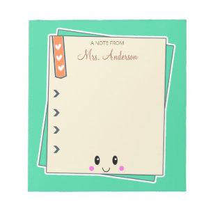 Beautiful Cute Green Teacher Appreciation  Notepad