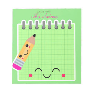 Beautiful Cute Green Teacher Appreciation Notepad
