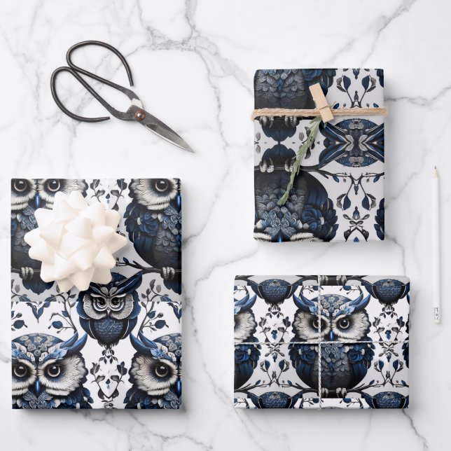 Beautiful Cute Minimalistic Owl  Wrapping Paper Sheets (Front)