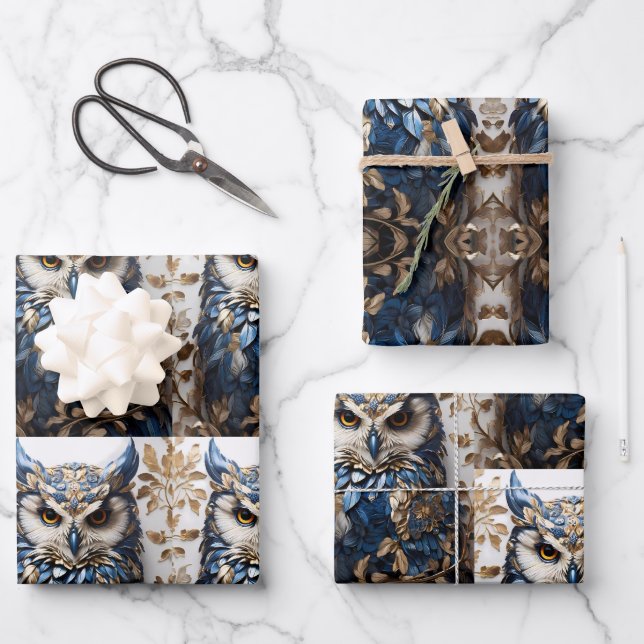 Beautiful Cute Minimalistic Owl  Wrapping Paper Sheets (Front)