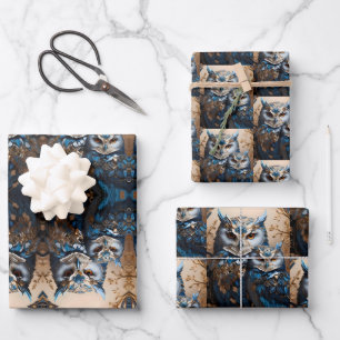 Beautiful Cute Minimalistic Owl Wrapping Paper Sheets