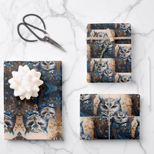 Beautiful Cute Minimalistic Owl  Wrapping Paper Sheets (Front)