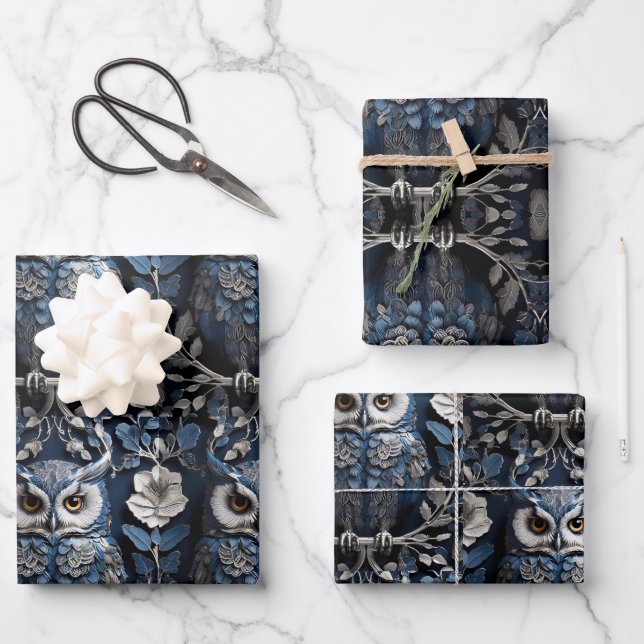 Beautiful Cute Minimalistic Owl  Wrapping Paper Sheets (Front)