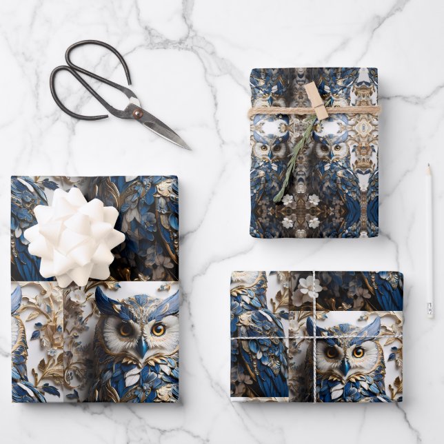 Beautiful Cute Minimalistic Owl  Wrapping Paper Sheets (Front)