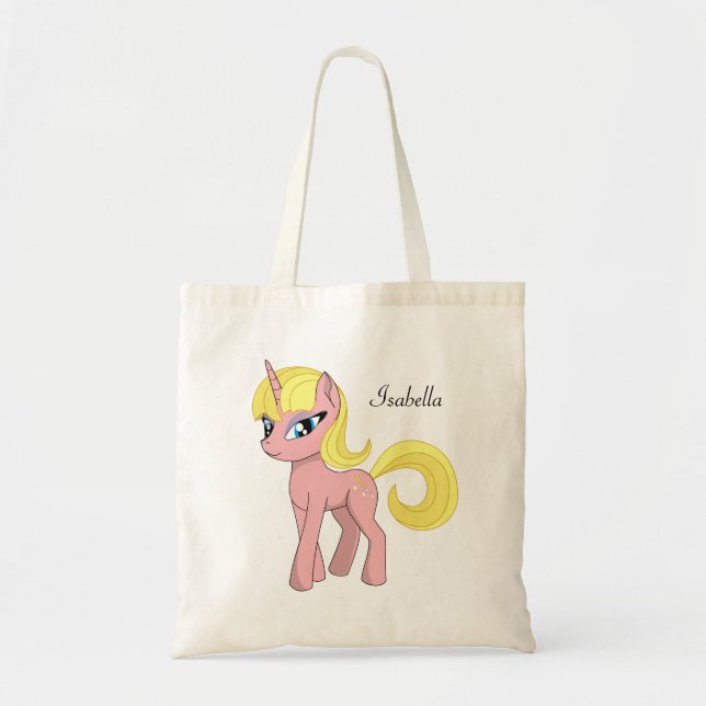 Beautiful cute pink fantasy unicorn favour tote bag (Front)
